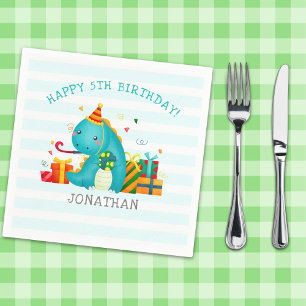 Cute Dinosaurs Stomp Chomp and roar birhtday Kids Napkin