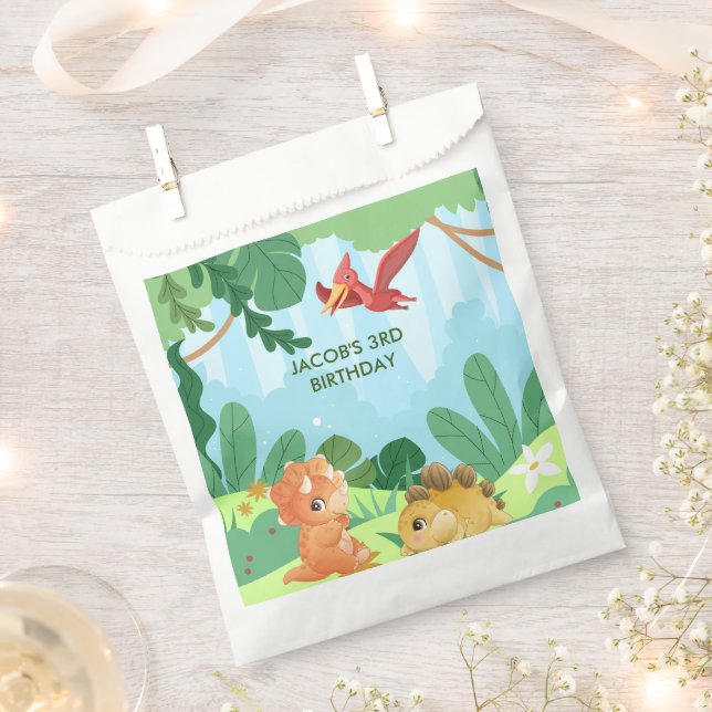 Cute Dinosaurs Theme Birthday Party Favour Bag (Clipped)