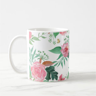 Cute Dinosaurs Vintage Floral Pattern Coffee Mug