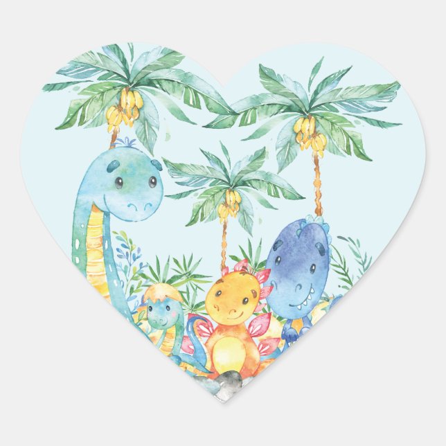 Cute Dinousaurs Baby Shower Favour Sticker (Front)