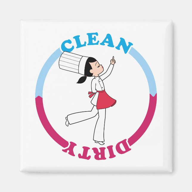 Cute Dirty Clean Magnet for dishwasher (Front)