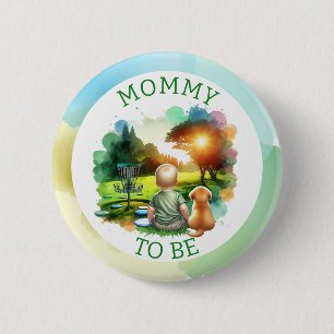 Cute Disc Golf Boy's Baby Shower   Mom to be 2 Inch Round Button