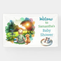 Cute Disc Golf Boy's Baby Shower Welcome Sign
