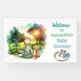 Cute Disc Golf Boy's Baby Shower Welcome Sign