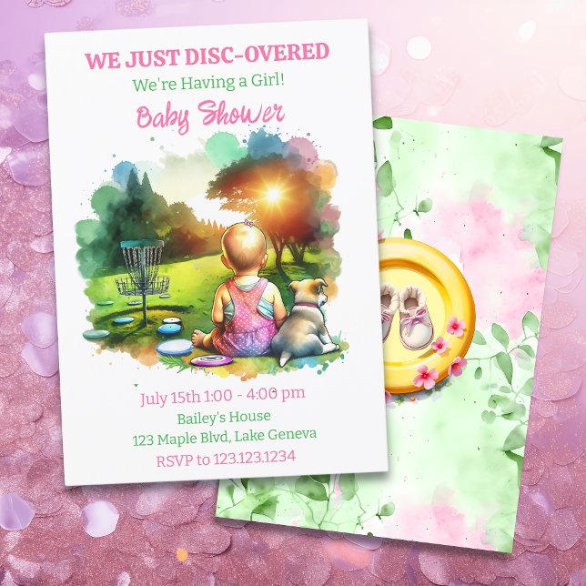 Cute Disc Golf Girl's Baby Shower Invitation (Creator Uploaded)