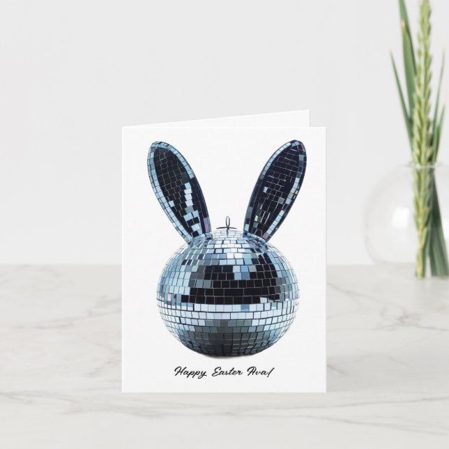 Cute Disco Ball Easter Greeting Card for Tween (Front)