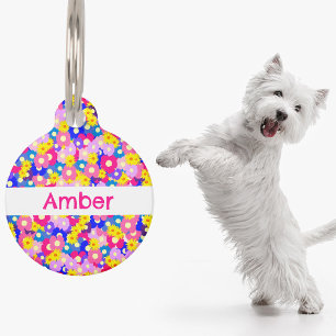 Cute ditsy flower Personalized  Pet ID Tag