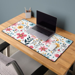 Cute Ditsy Spring Flower Desk Mat