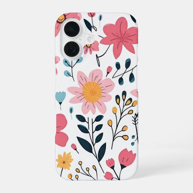 Cute Ditsy Spring Flower iPhone 16 Case (Back)