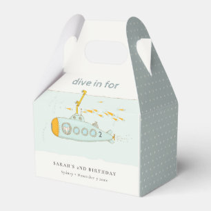 Cute Dive In Underwater Submarine Any Age Birthday Favor Box