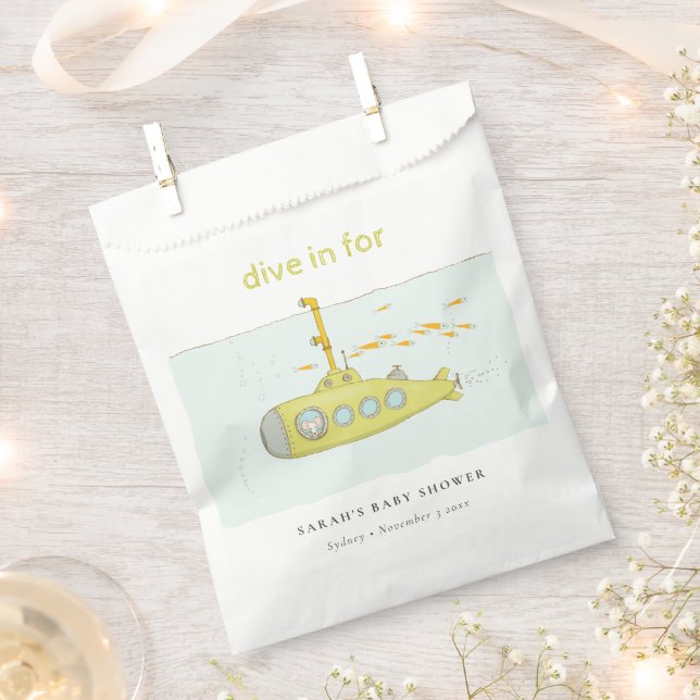 Cute Dive In Underwater Submarine Baby Shower Favour Bag (Clipped)