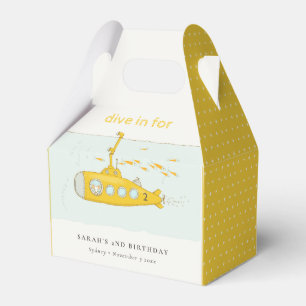Cute Dive In Underwater Submarine Yellow Birthday Favor Box