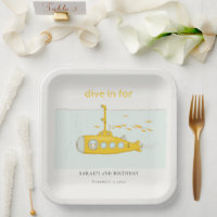 Cute Dive In Underwater Submarine Yellow Birthday