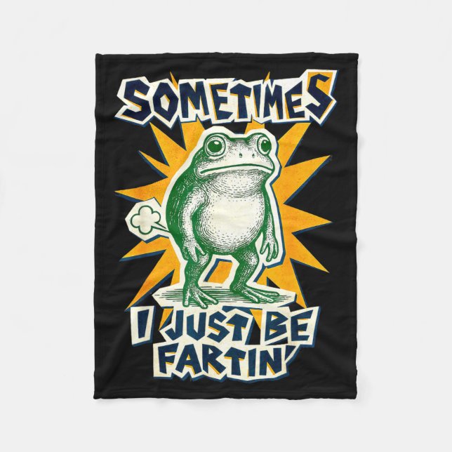 Cute DIY Fartin Sometimes Collage I Just Frog Post Fleece Blanket (Front)