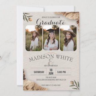Cute DIY Rustic Birthday Graduation Country Style Invitation