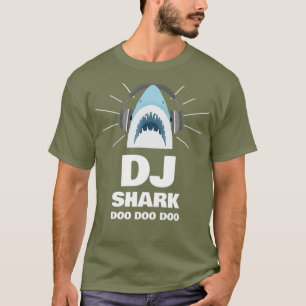 Cute DJ Baby Shark Wearing Headphone in Child T-Shirt