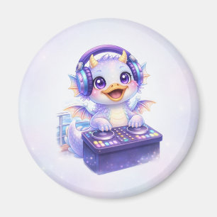 Cute DJ Dragon Round Magnet-Cruise Door Magnet