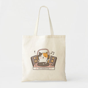 Cute DJ Scratch Kitty Chat Pun Humour Sac fourre-t