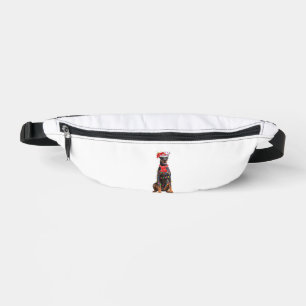 Cute Doberman Christmas Tree Lights Dog Lover Fanny Pack