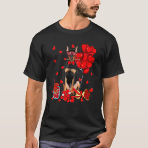 Cute Doberman Dog Funny Heart Valentine's Day Dog  T-Shirt