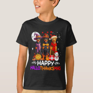 Cute doberman dog hallothanksmas halloween T-Shirt