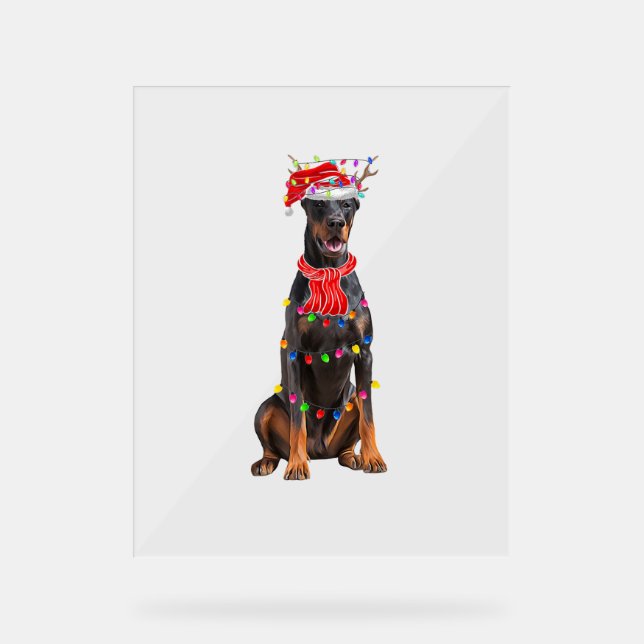 Cute Doberman feux d'arbre de Noël Amoureux des ch (Recto)