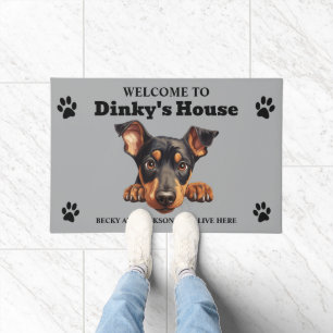 Cute Doberman Pinscher Dog Doormat
