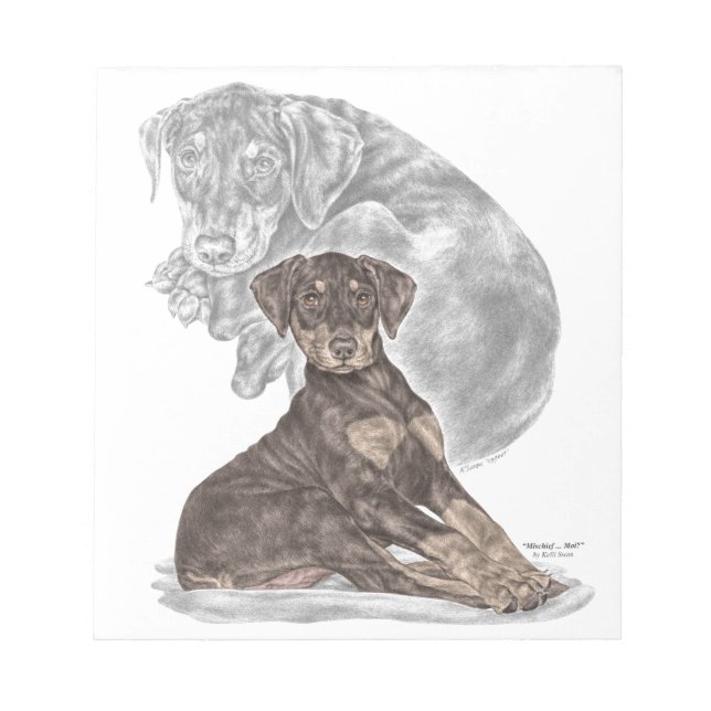 Cute Doberman Pinscher Puppy Notepad (Front)