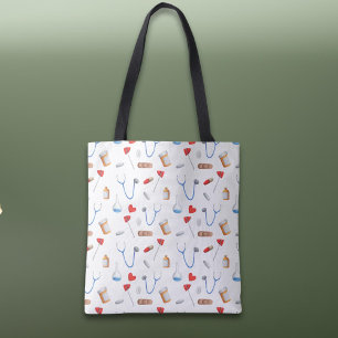 Cute Doctor or Nurse Equipment Patterned  Tote Bag