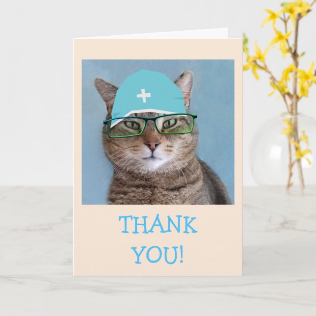 Cute Doctor Surgeon Thank You Card (Yellow Flower)