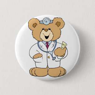 Cute Doctor Teddy Bear 2 Inch Round Button