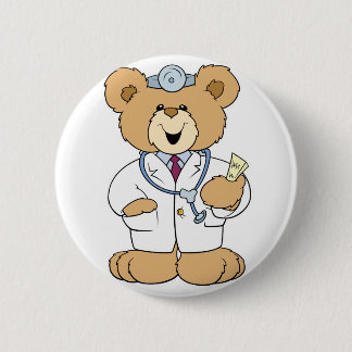Cute Doctor Teddy Bear 2 Inch Round Button