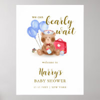 Cute Doctor Teddy Bear Balloon Baby Shower Welcome