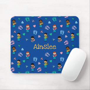 Cute Doctors and Nurses with Newborns Mouse Pad