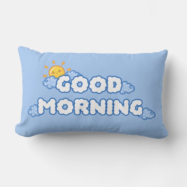 Cute Doddle Good Morning & Night Lumbar Pillow (Front)