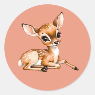 Cute Doe Chilling Out, Deer Lover Gift, Classic Round Sticker