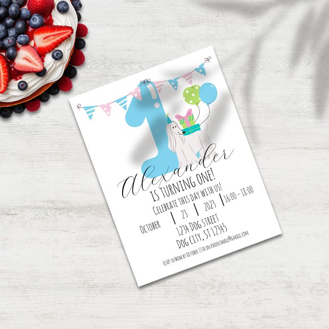 Cute Dog 1st Birthday: Woof-tastic Celebration! Postcard (Creator Uploaded)