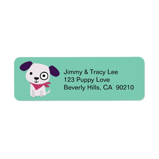 Cute Dog Address Labels, light green (Front)