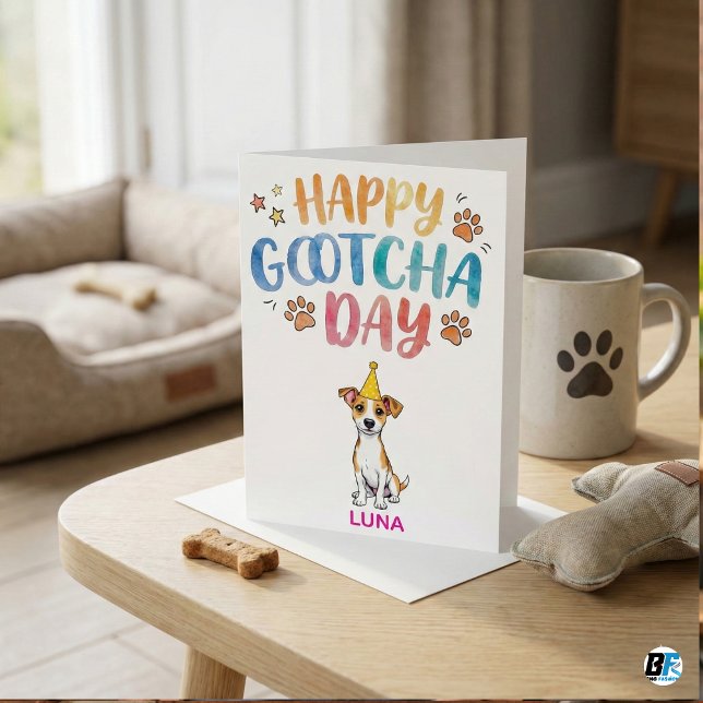 Cute Dog Adoption Anniversary Happy Gotcha Day Card (Creator Uploaded)