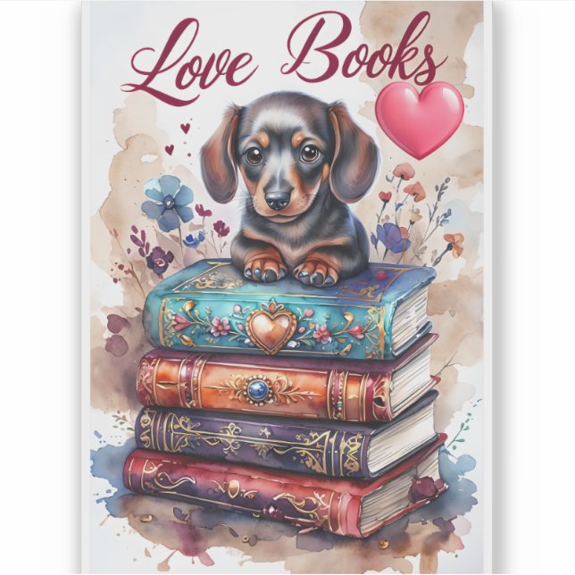 Cute Dog and Books Stickers Dog Stickers (Front)