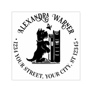 Cute Dog And Butterfly Name Return Address Self-inking Stamp