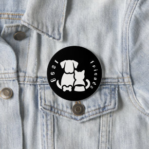 Cute Dog and Cat Best Friends Silhouette Pin Butto