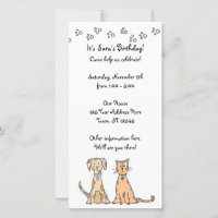 Cute Dog and Cat Birthday Invitation