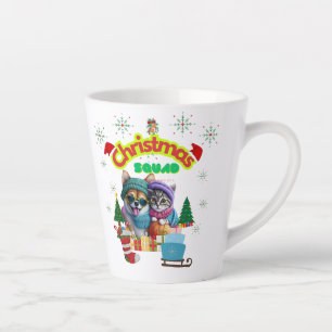 Cute dog and cat Christmas squad design  Latte Mug