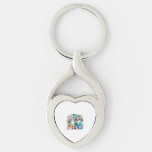 Cute dog and cat newlyweds wearing Korean hanbok. Keychain