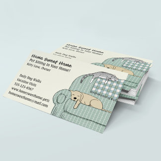 Cute Dog and Cat Pet Sitting Animal Care Services Business Card