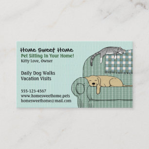 Cute Dog and Cat Pet Sitting - Animal Services Business Card