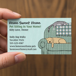 Cute Dog and Cat Pet Sitting - Animal Services Business Card