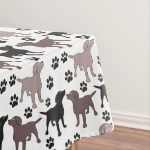 Cute Dog and Paw Prints Tablecloth