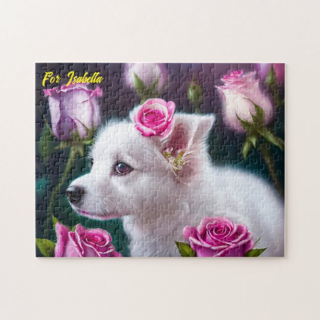 Cute Dog And Rose Collection Jigsaw Puzzle (Horizontal)